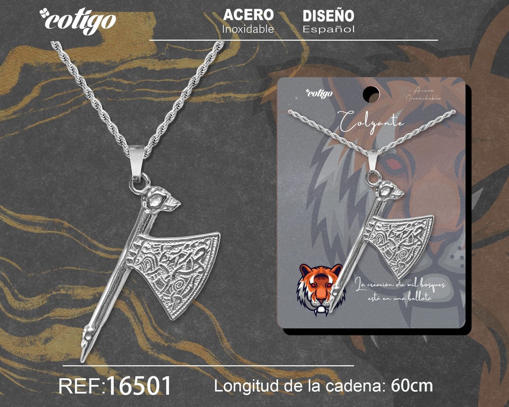 Colgante hombre de acero plateado - Joyería masculina