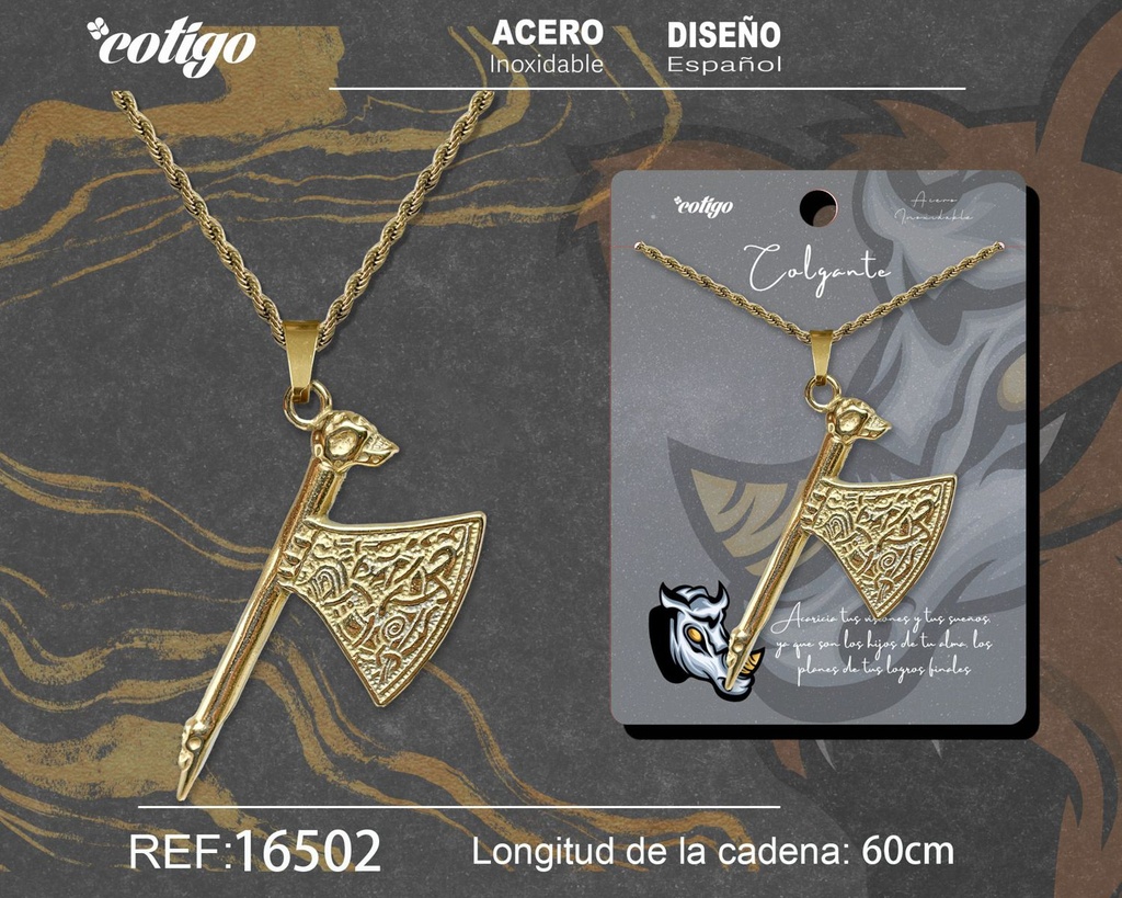 Colgante hombre de acero dorado - Joyería masculina