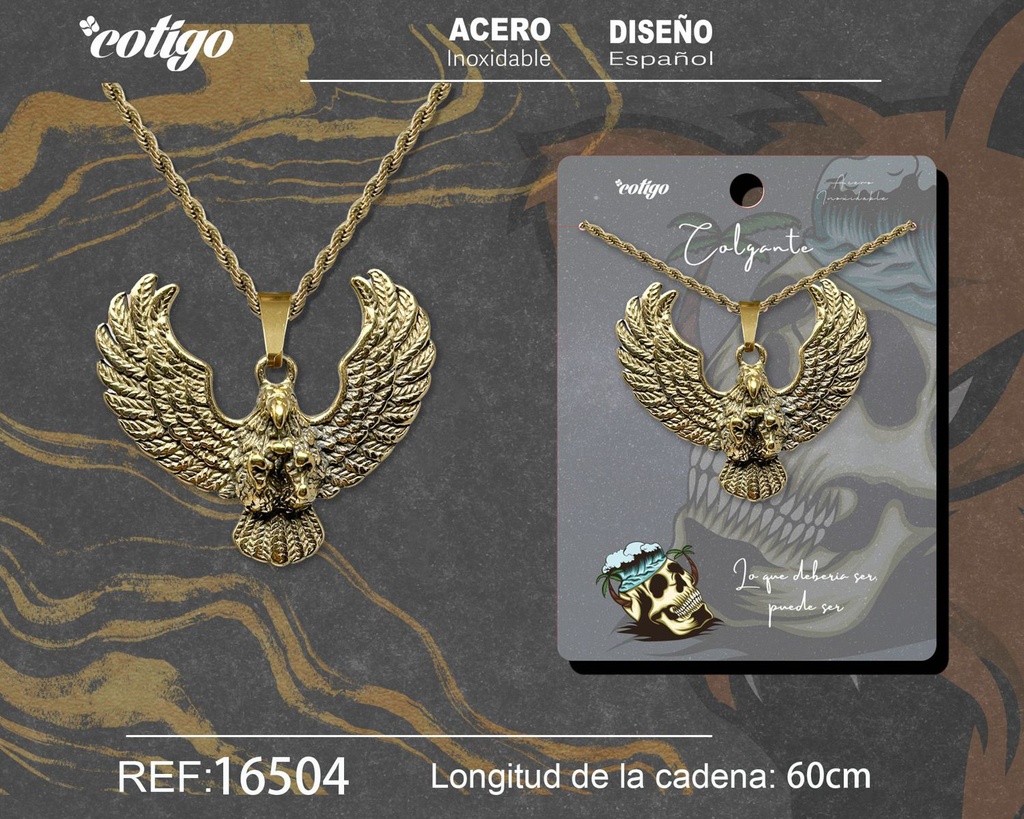 Colgante hombre de acero dorado - Joyería masculina