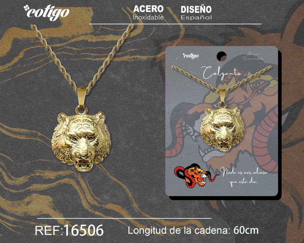 Colgante hombre de acero dorado - Joyería masculina