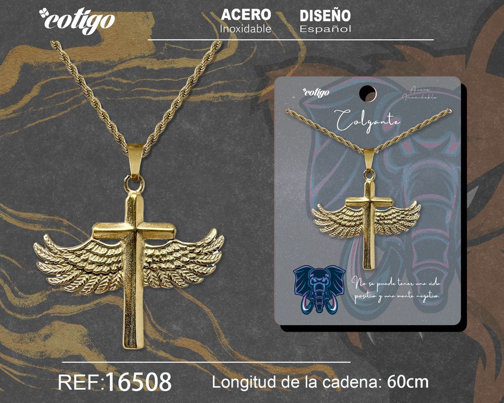 Colgante hombre de acero dorado - Joyería masculina