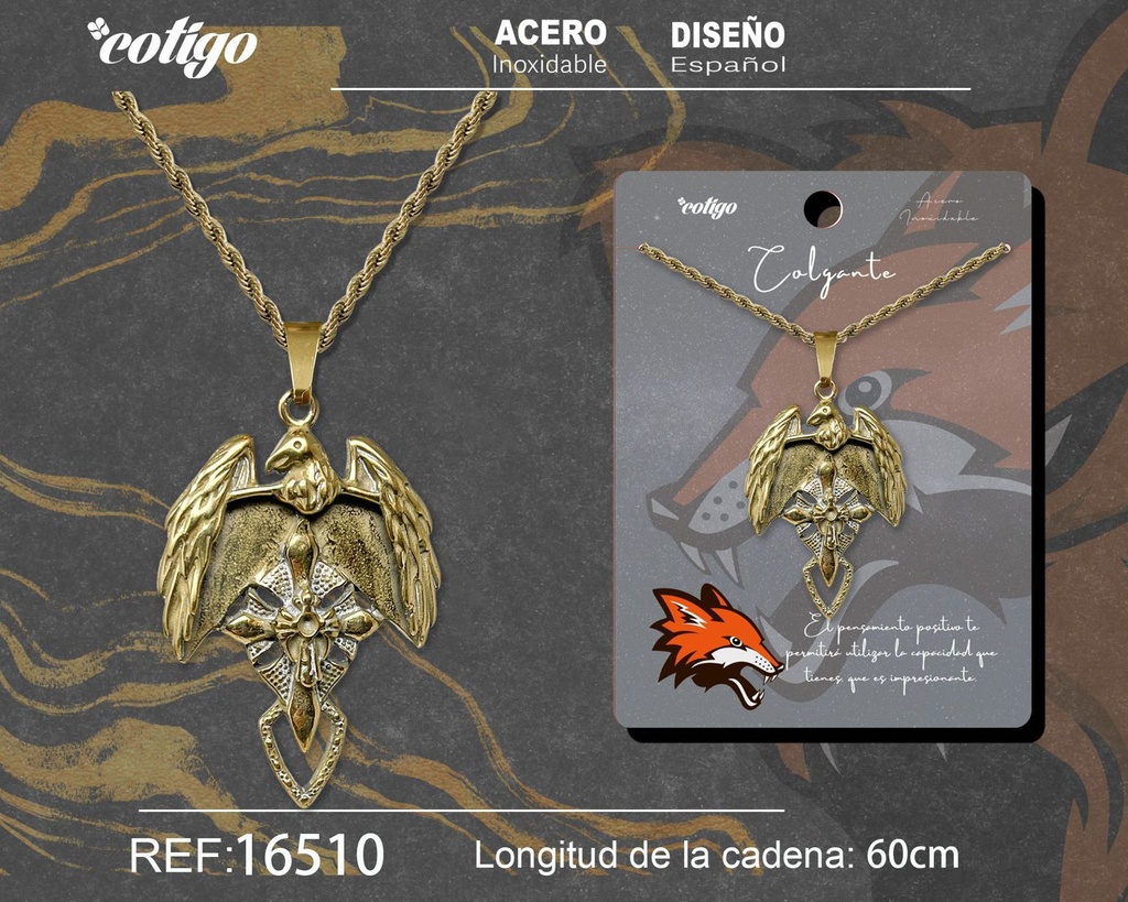 Colgante hombre de acero dorado - Joyería masculina