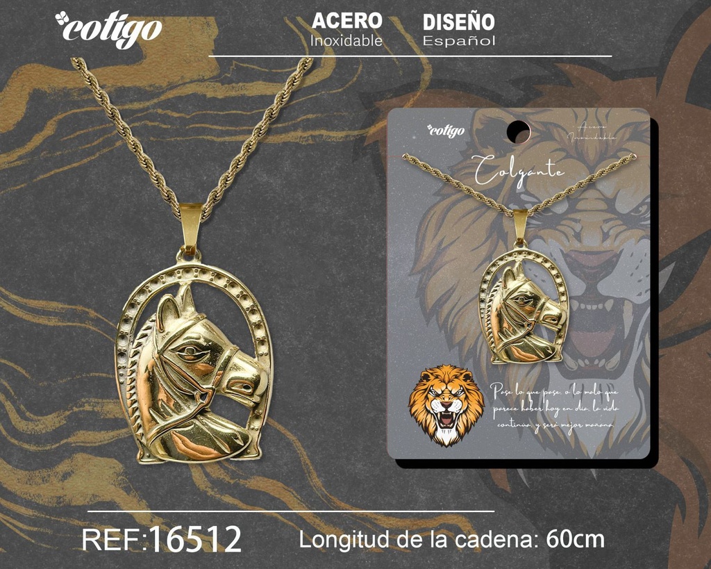 Colgante hombre de acero dorado - Joyería masculina