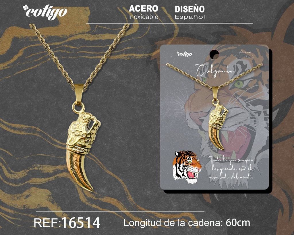 Colgante para hombre de acero color dorado - Joyería masculina