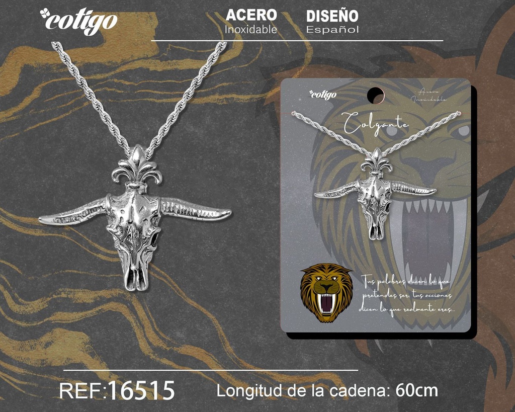 Colgante para hombre de acero color plateado - Joyería masculina