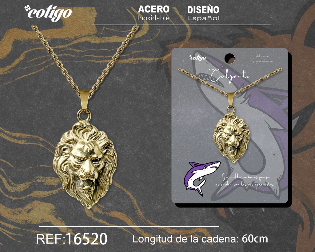 Colgante para hombre de acero color dorado - Joyería masculina