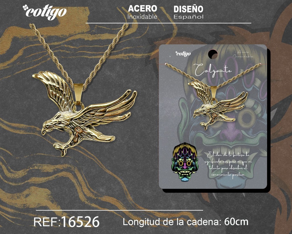 Colgante para hombre de acero color dorado - Joyería masculina