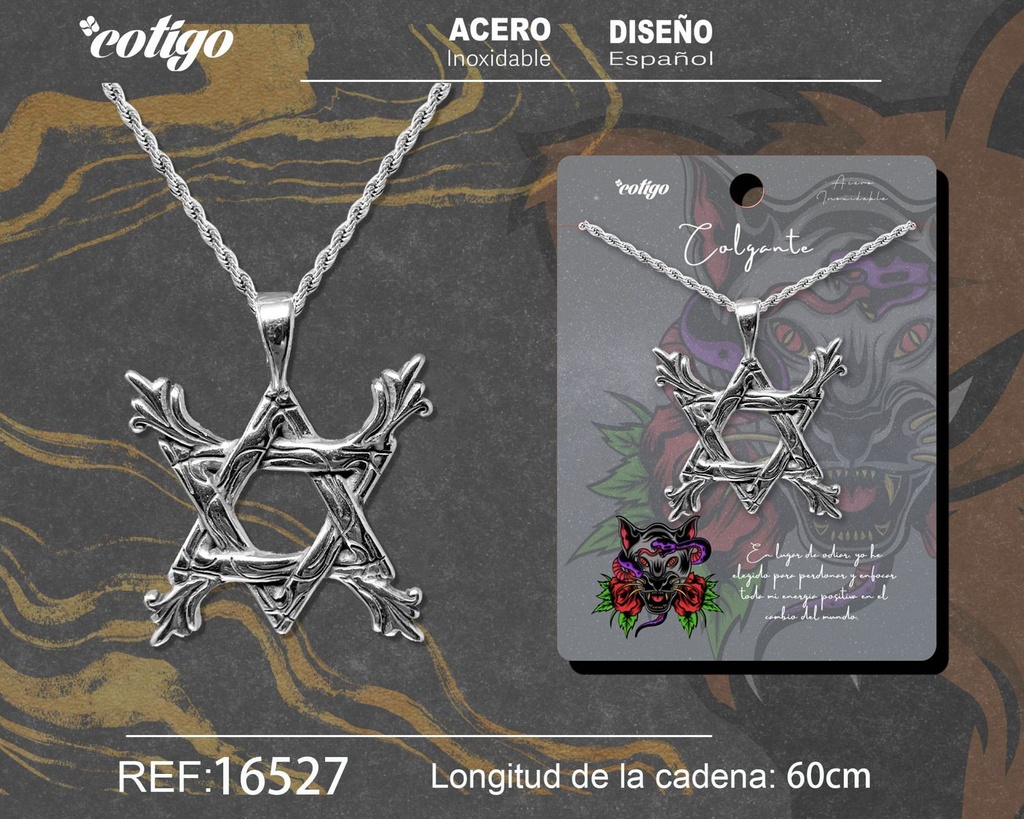 Colgante para hombre de acero color plateado - Joyería masculina