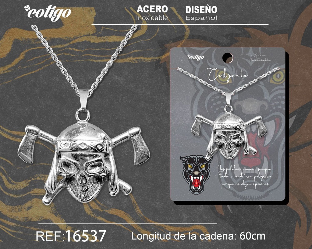 Colgante para hombre de acero color plateado - Joyería masculina