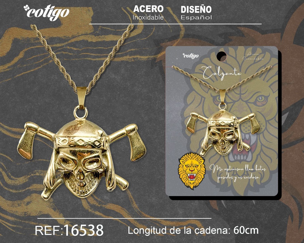 Colgante para hombre de acero color dorado - Joyería masculina