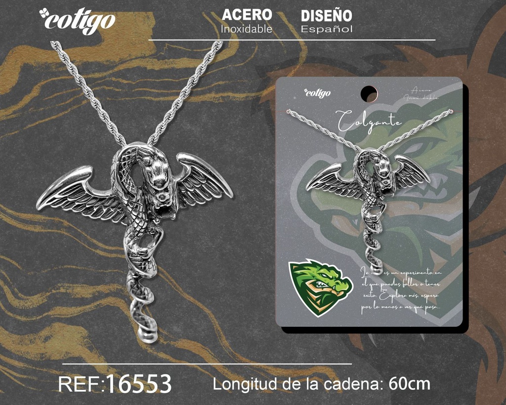 Colgante para hombre de acero color plateado - Joyería masculina