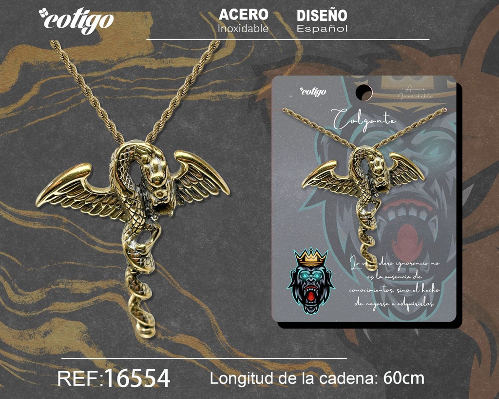 Colgante para hombre de acero color dorado - Joyería masculina