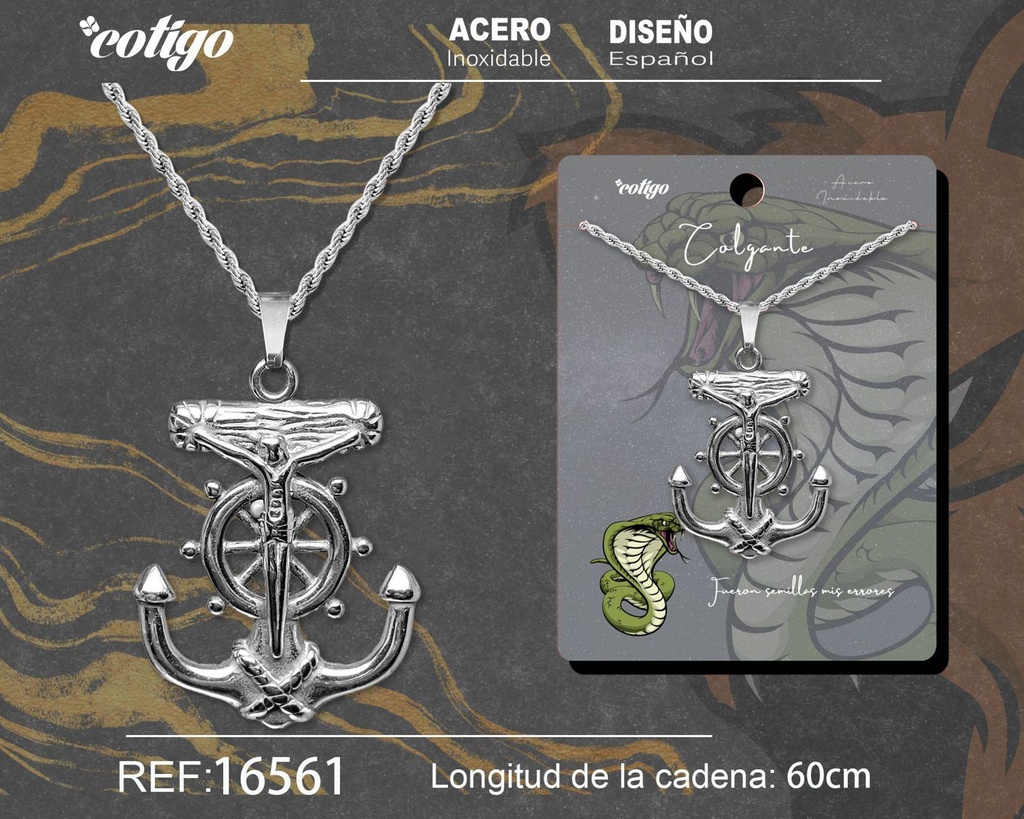 Colgante para hombre de acero color plateado - Joyería masculina