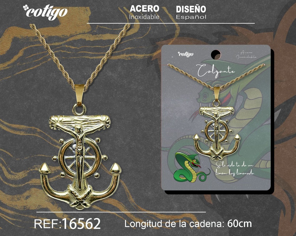 Colgante para hombre de acero color dorado - Joyería masculina