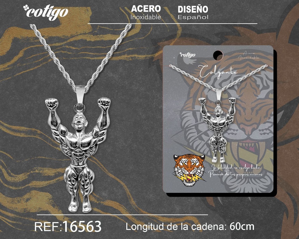 Colgante para hombre de acero color plateado - Joyería masculina