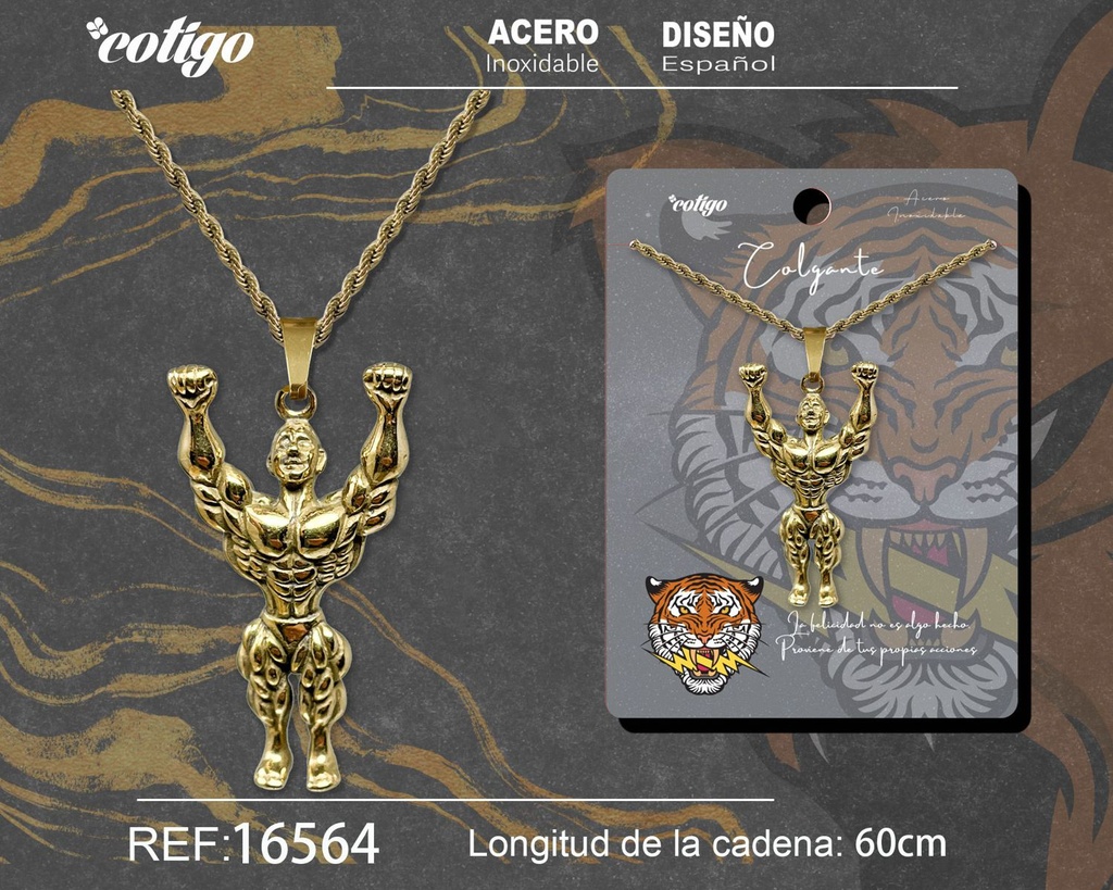 Colgante para hombre de acero color dorado - Joyería masculina