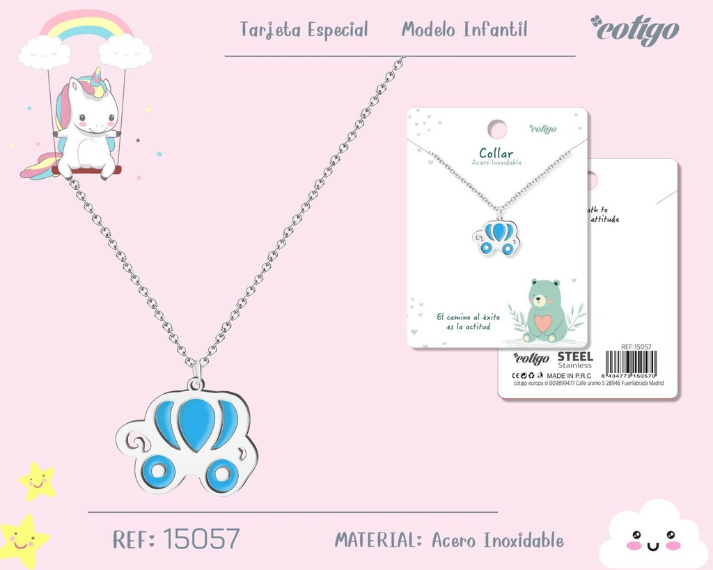Collar para niña de acero color plateado - Joyería infantil