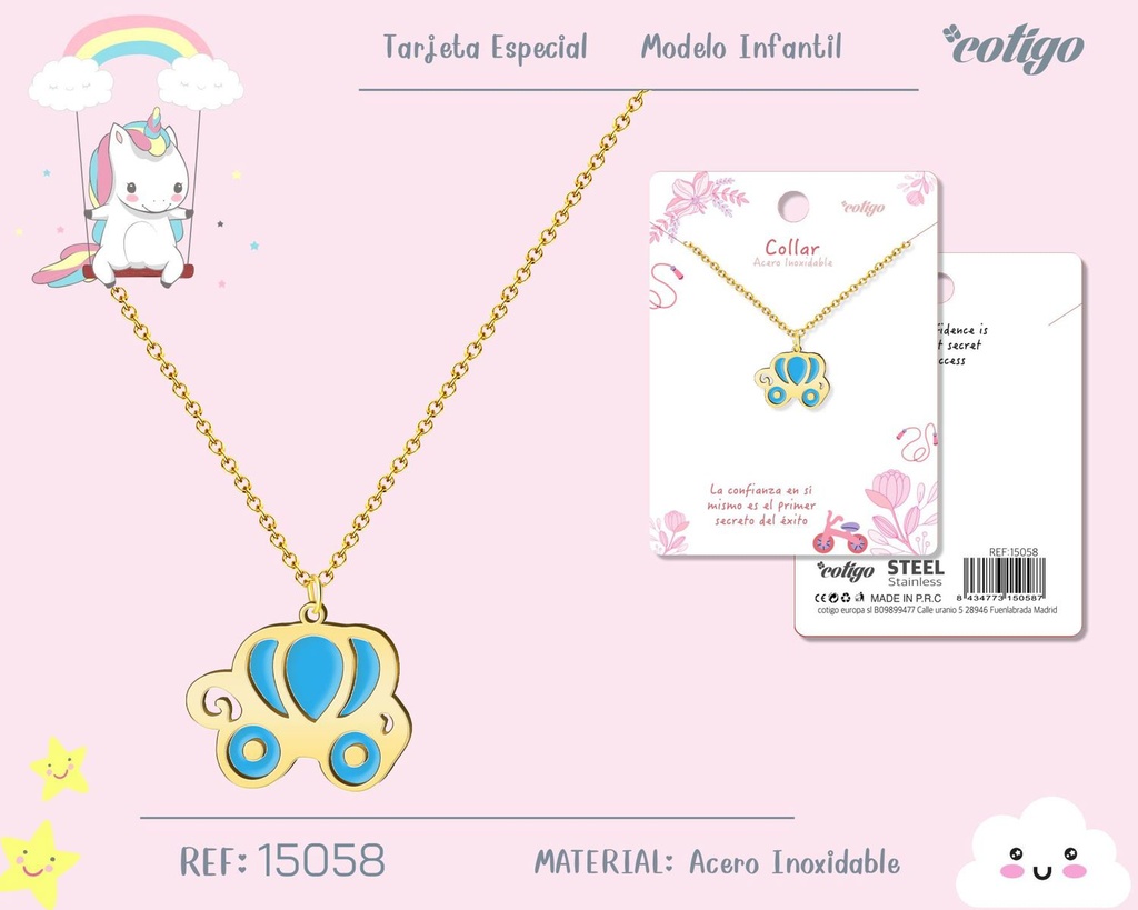 Collar para niña de acero color dorado - Joyería infantil