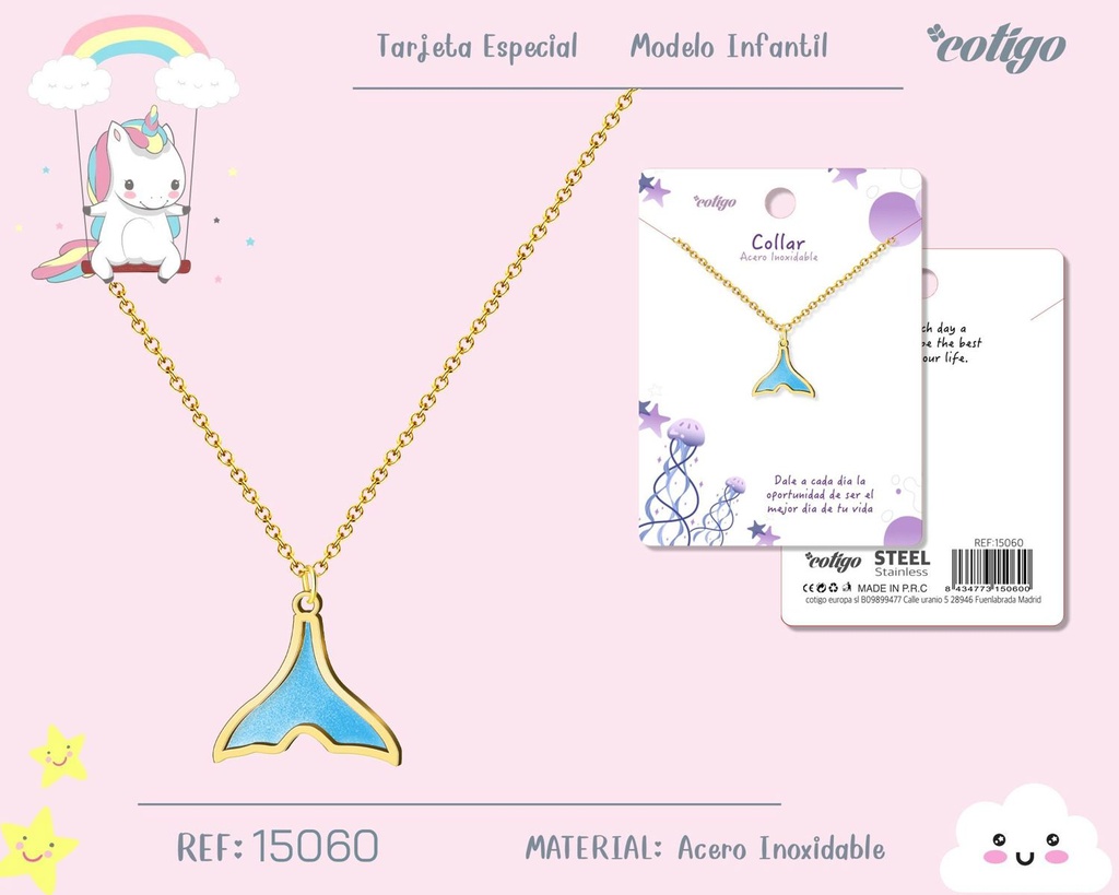 Collar para niña de acero color dorado - Joyería infantil