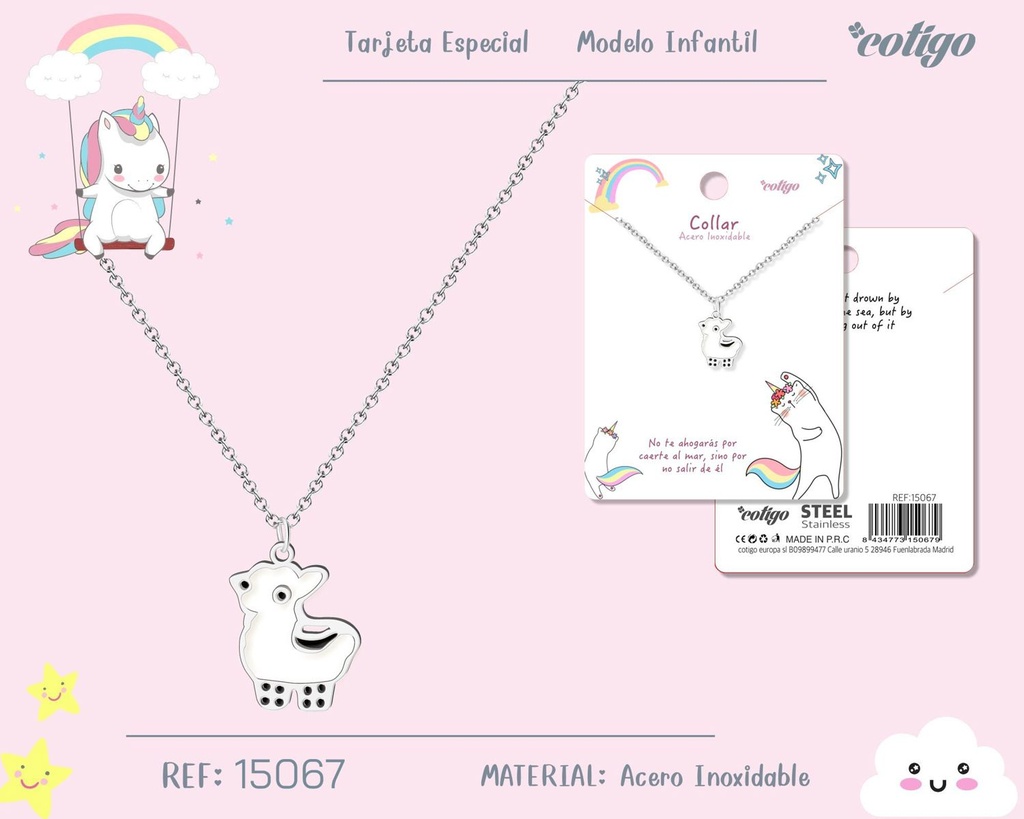 Collar para niña de acero color plateado - Joyería infantil