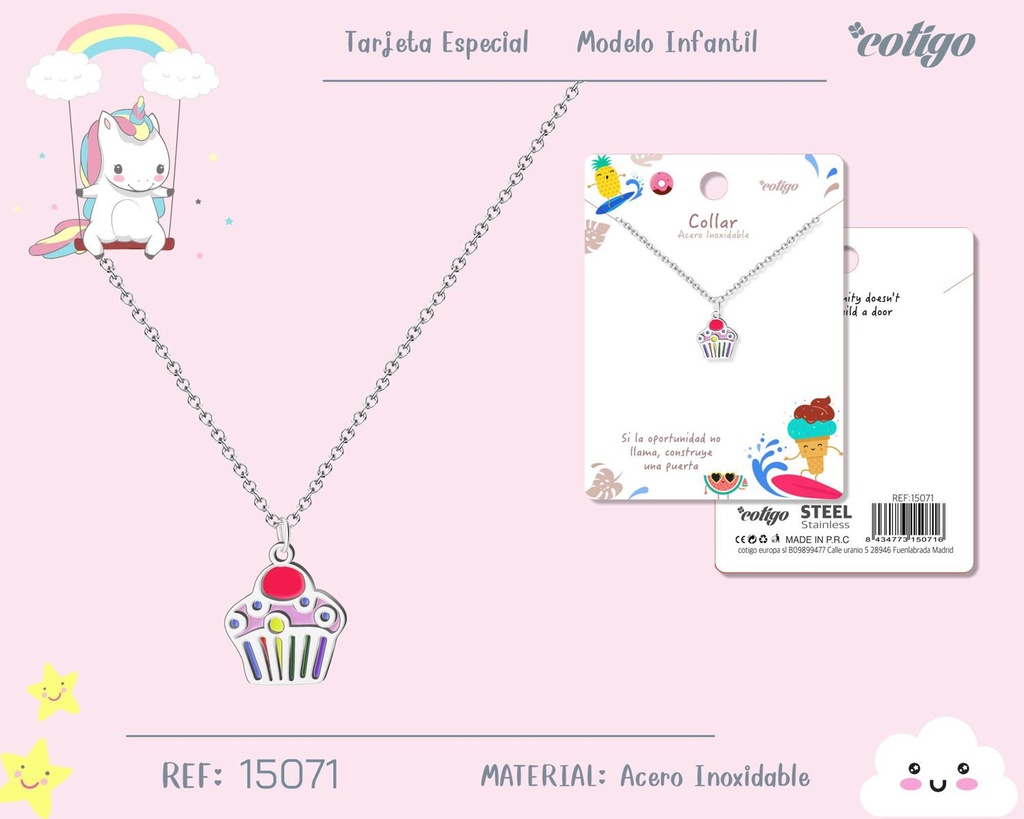 Collar para niña de acero color plateado - Joyería infantil