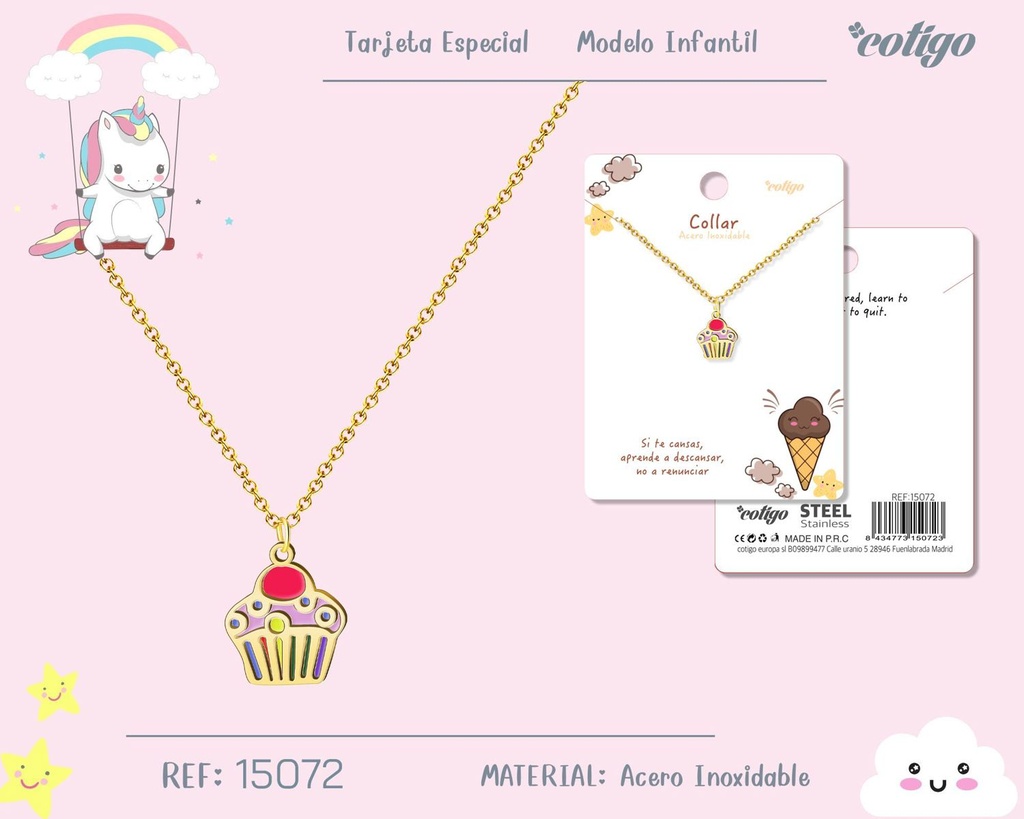 Collar para niña de acero color dorado - Joyería infantil