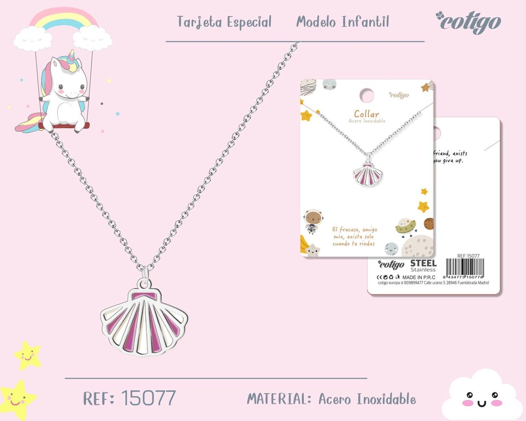 Collar para niña de acero color plateado - Joyería infantil