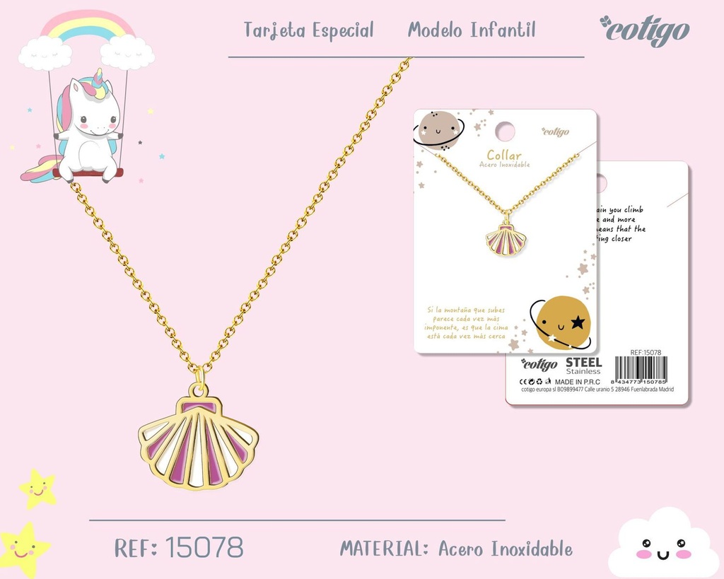Collar para niña de acero color dorado - Joyería infantil
