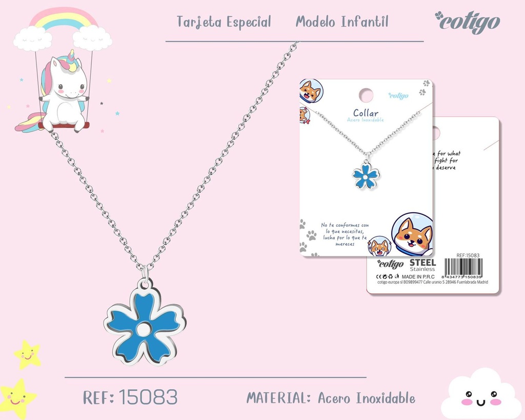 Collar para niña de acero color plateado - Joyería infantil