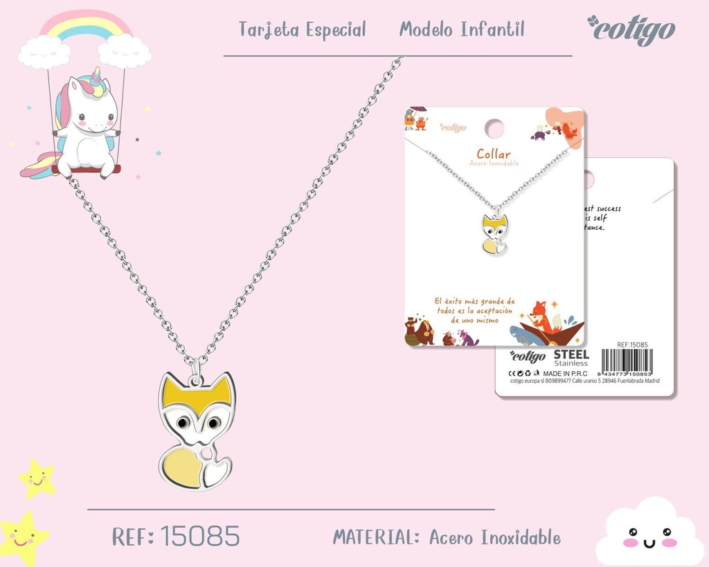 Collar para niña de acero color plateado - Joyería infantil