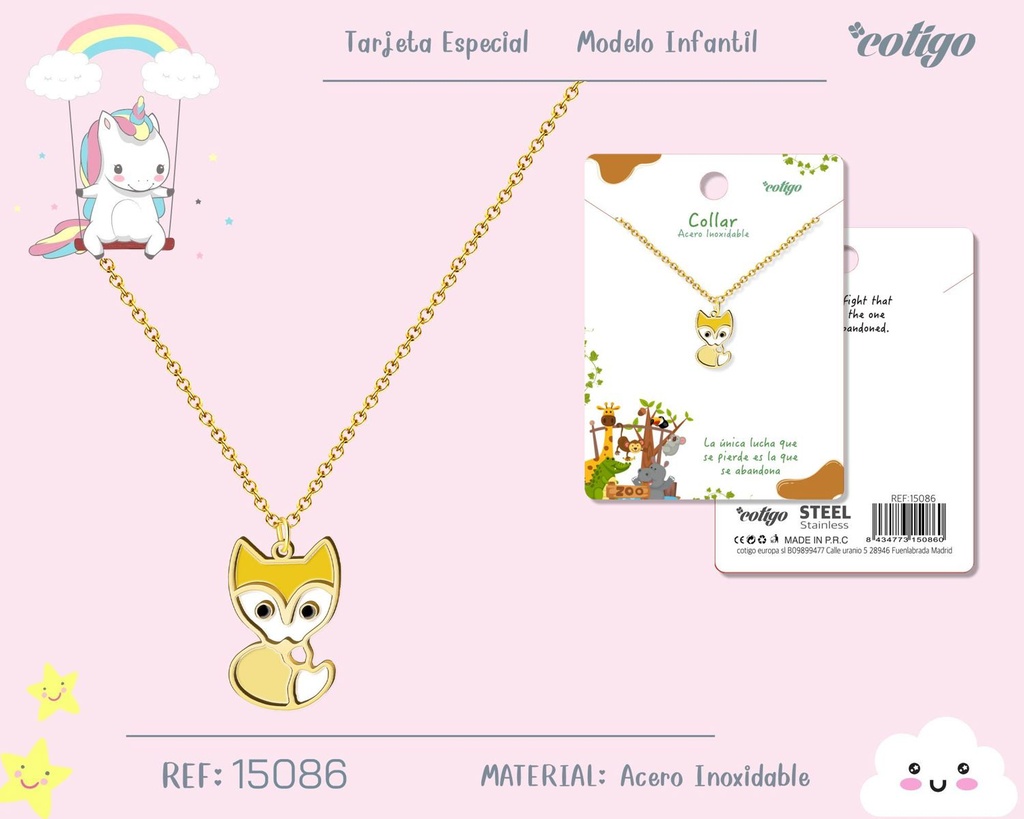 Collar para niña de acero color dorado - Joyería infantil