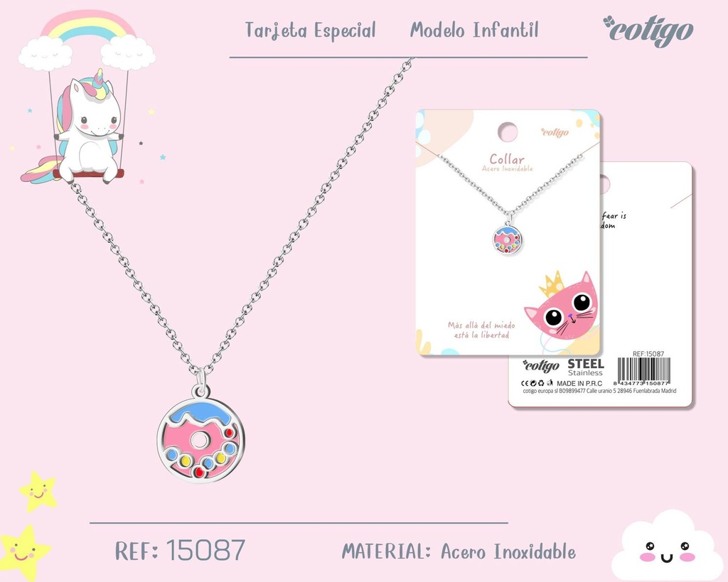 Collar para niña de acero color plateado - Joyería infantil