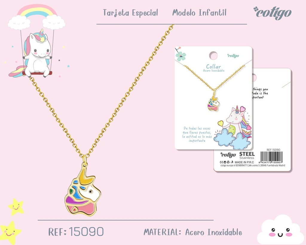 Collar para niña de acero color dorado - Joyería y accesorios infantiles