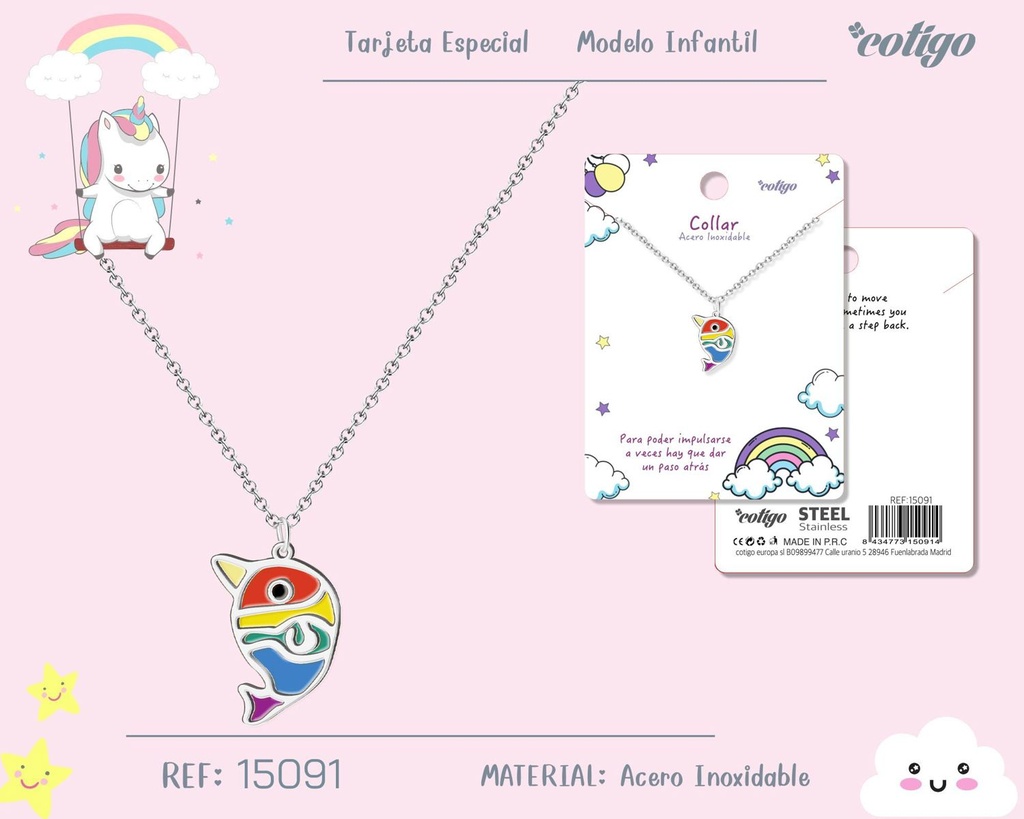 Collar para niña de acero color dorado - Joyería infantil