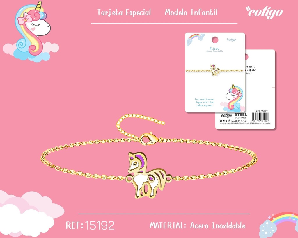 Pulsera para niña de acero color dorado - Joyería y accesorios infantiles