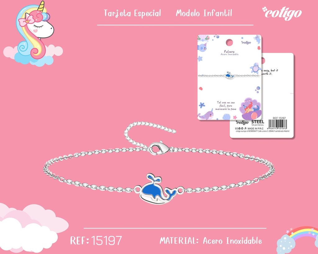 Pulsera para niña de acero color plateado - Joyería infantil