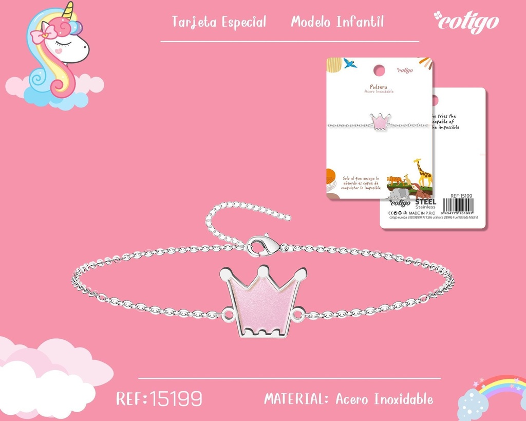 Pulsera para niña de acero color plateado - Joyería y accesorios infantiles