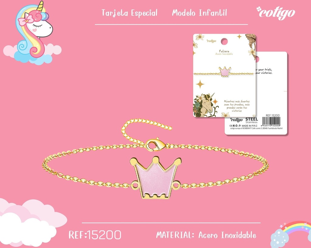 Pulsera para niña de acero color dorado - Joyería y accesorios infantiles