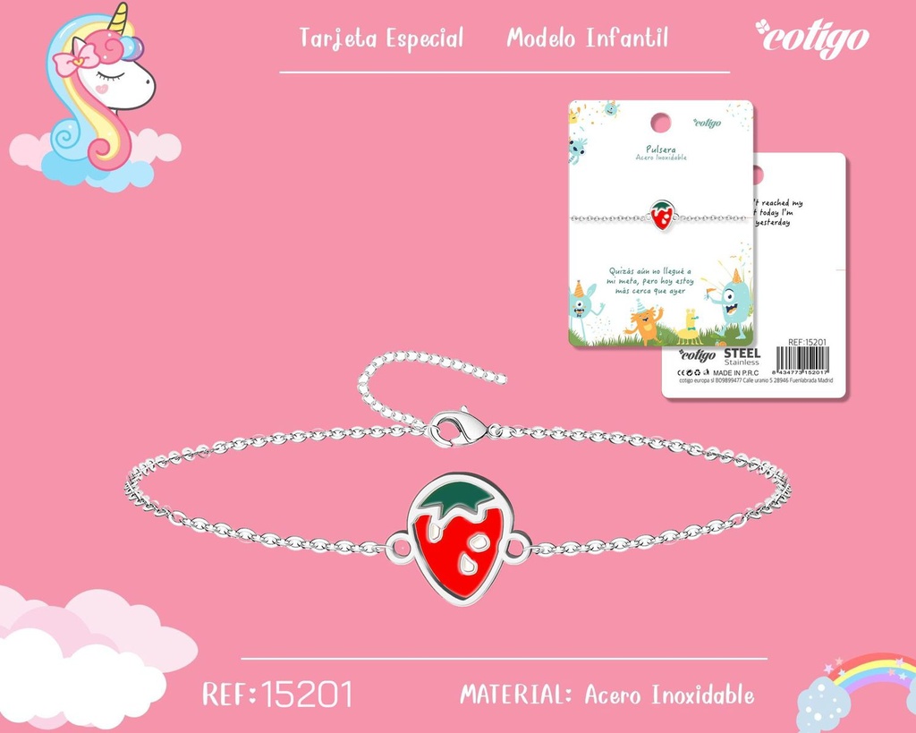 Pulsera para niña de acero color plateado - Joyería infantil
