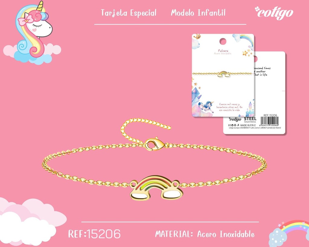Pulsera para niña de acero color dorado - Joyería infantil