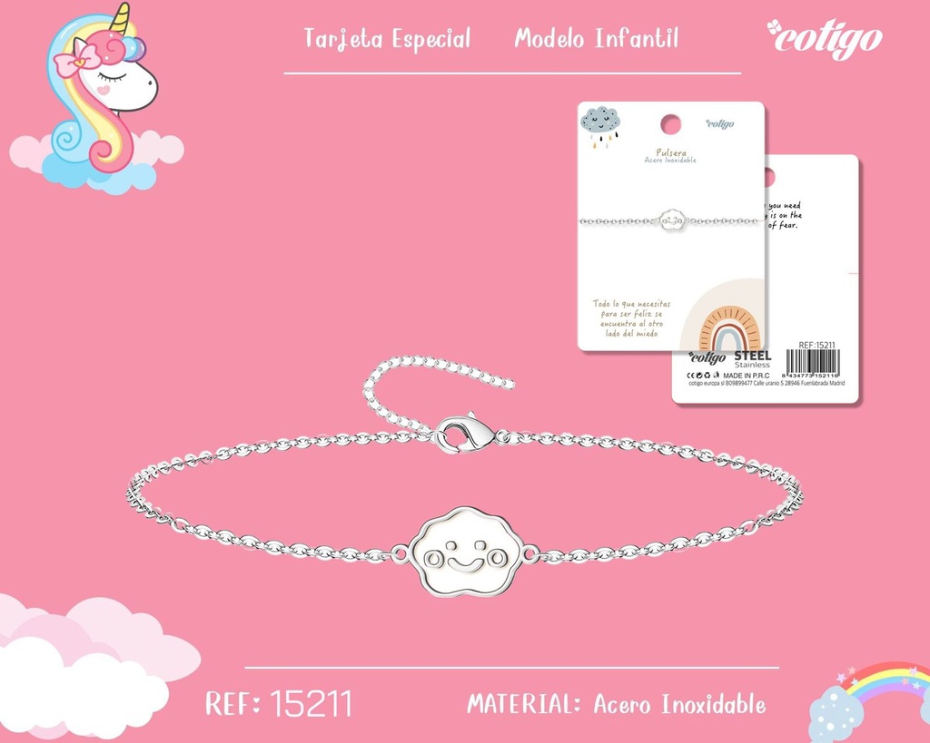 Pulsera para niña de acero color plateado - Joyería infantil