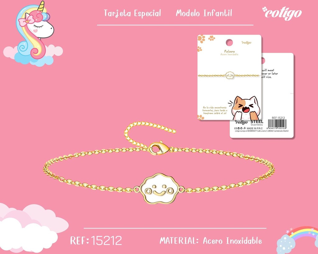 Pulsera para niña de acero color dorado - Joyería infantil