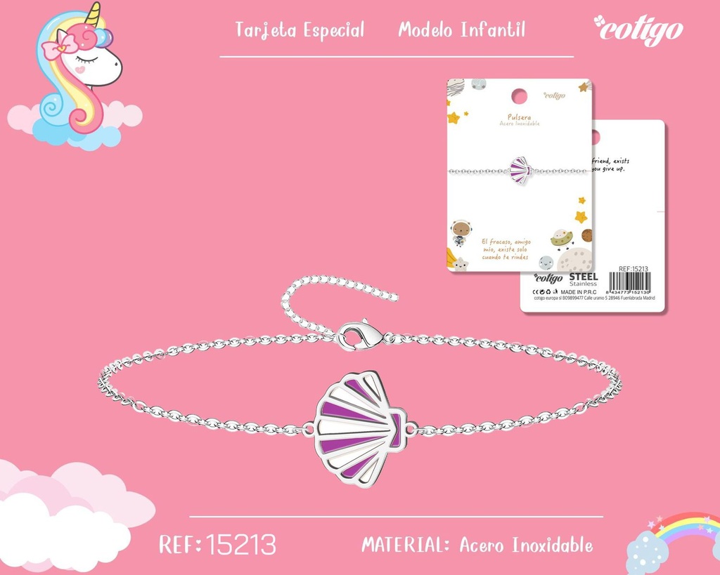 Pulsera para niña de acero color plateado - Joyería infantil