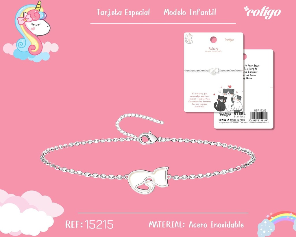Pulsera para niña de acero color plateado - Joyería infantil