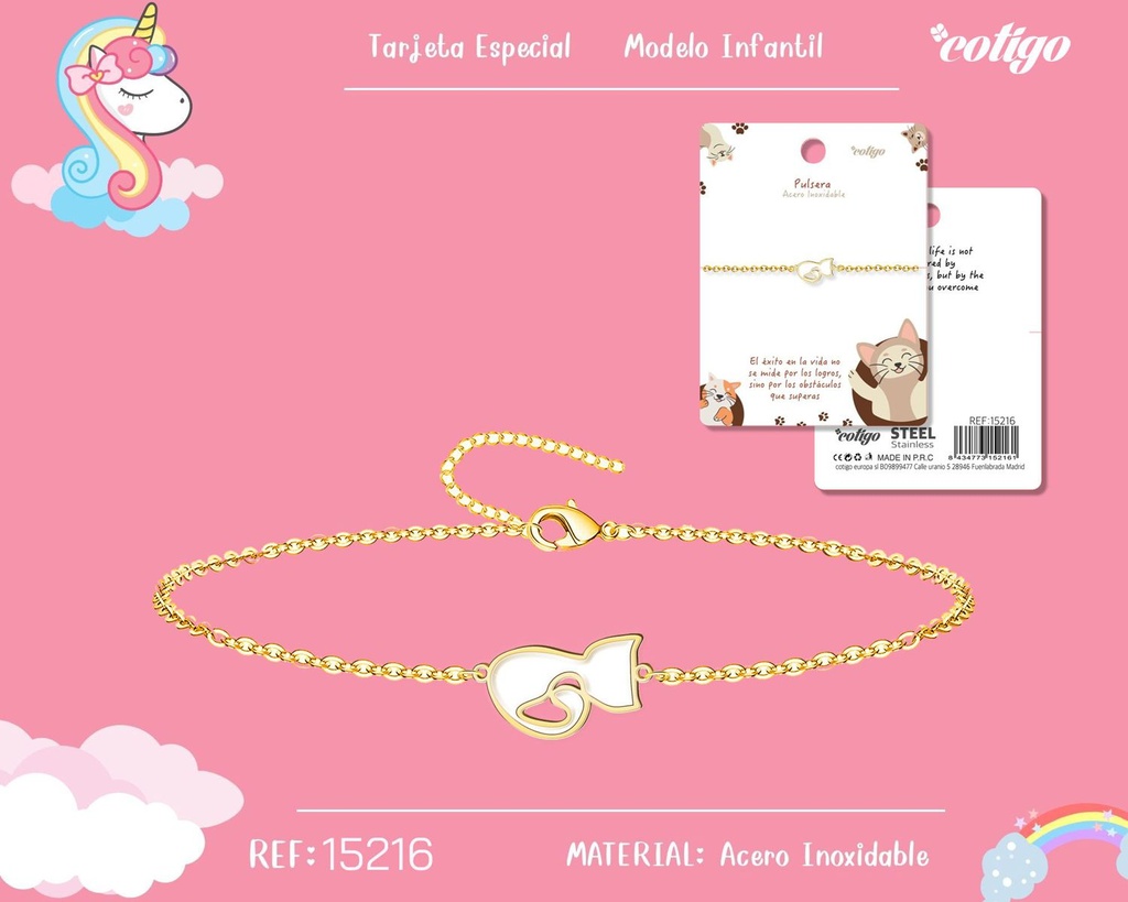 Pulsera para niña de acero color dorado - Joyería infantil