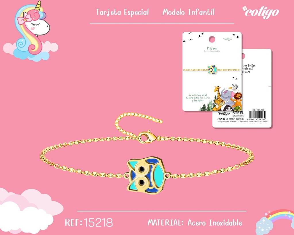 Pulsera para niña de acero color dorado - Joyería infantil