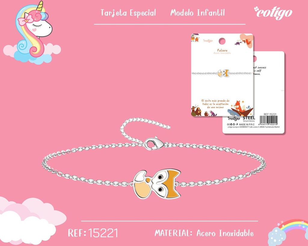 Pulsera para niña de acero color plateado - Joyería infantil