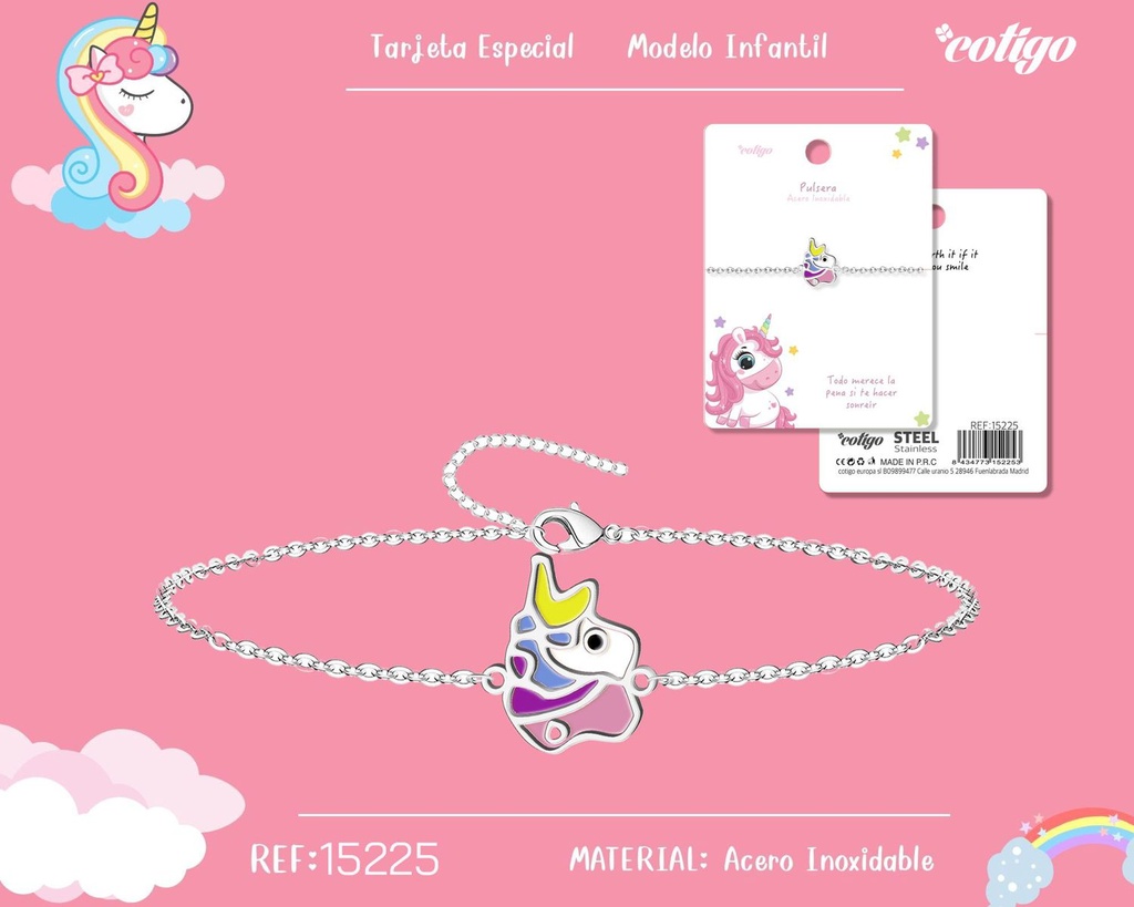 Pulsera para niña de acero color plateado - Joyería infantil