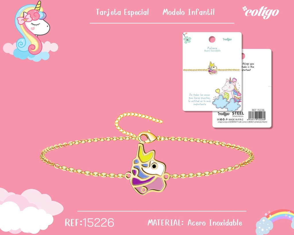 Pulsera para niña de acero color dorado - Joyería infantil