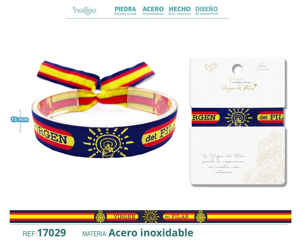 Pulsera Virgen Pilar tejido-policía nacional - Joyería religiosa